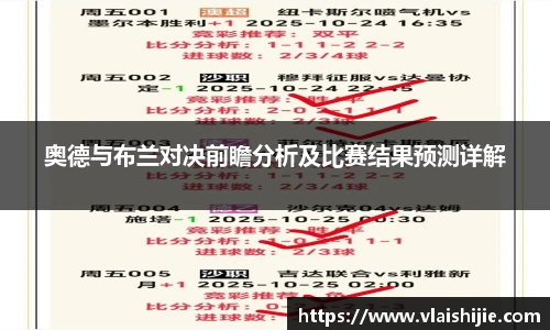 奥德与布兰对决前瞻分析及比赛结果预测详解